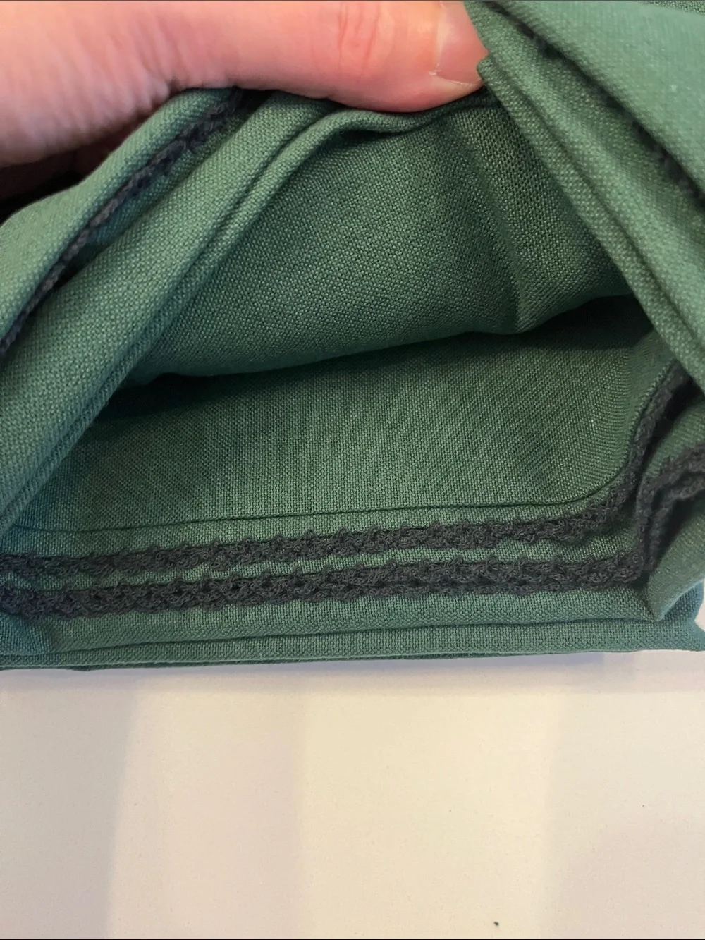 Hearth & Hand Dark Green Crochet-Trim Kitchen table cloth